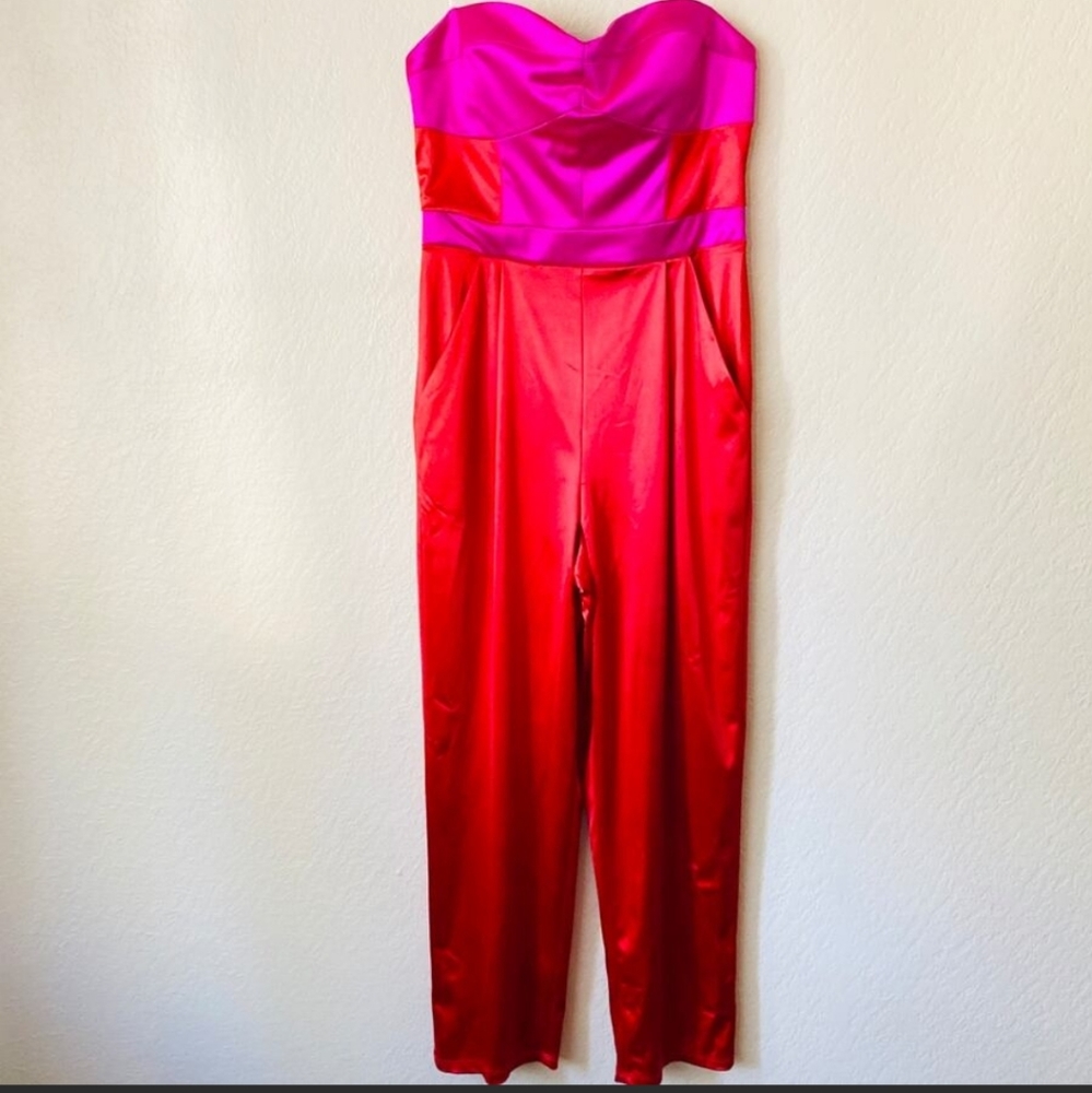 Crystal Doll | Red Pink Strapless Jumpsuit | Sz 6